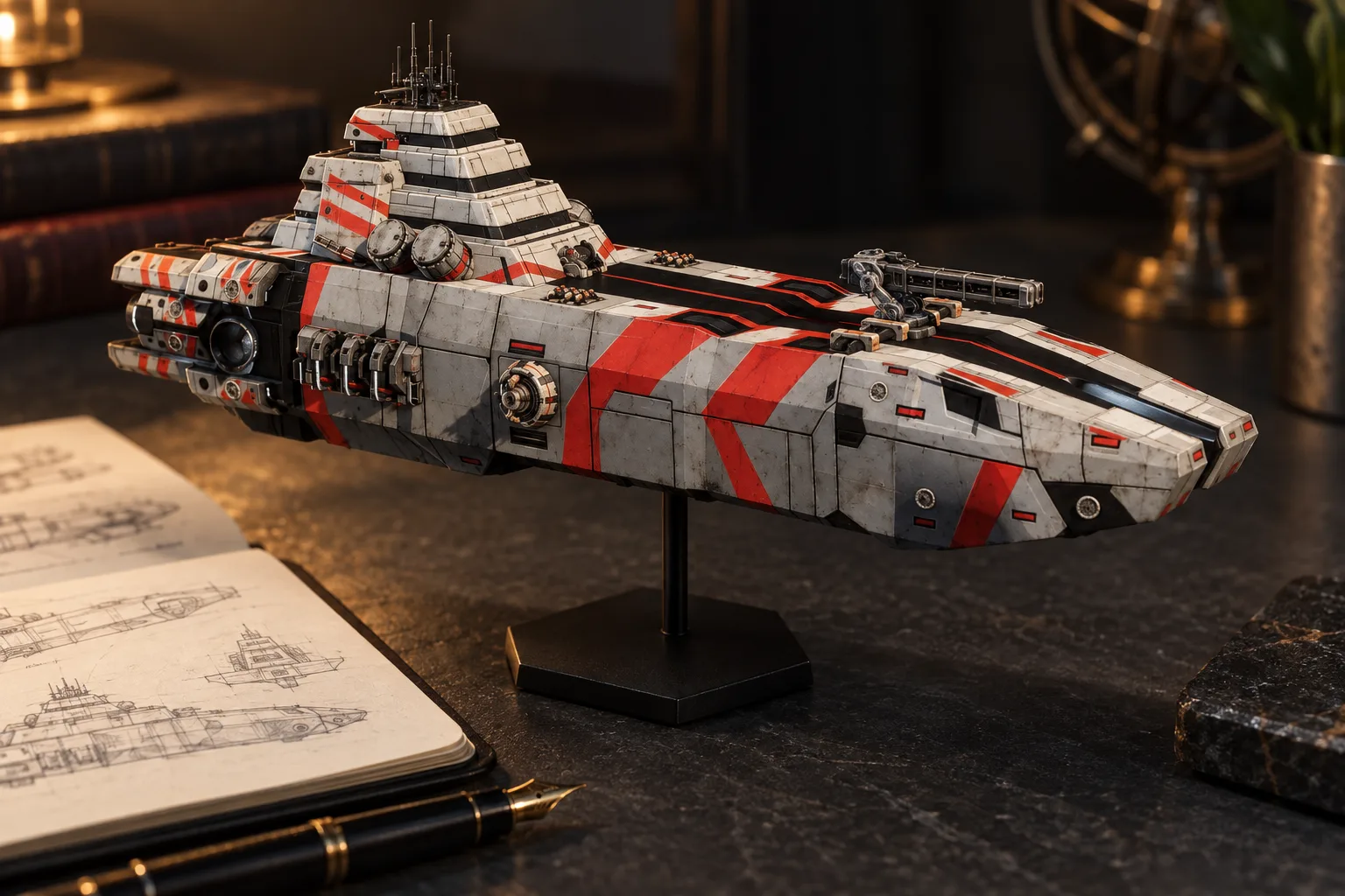 A Destroyer model on a desk