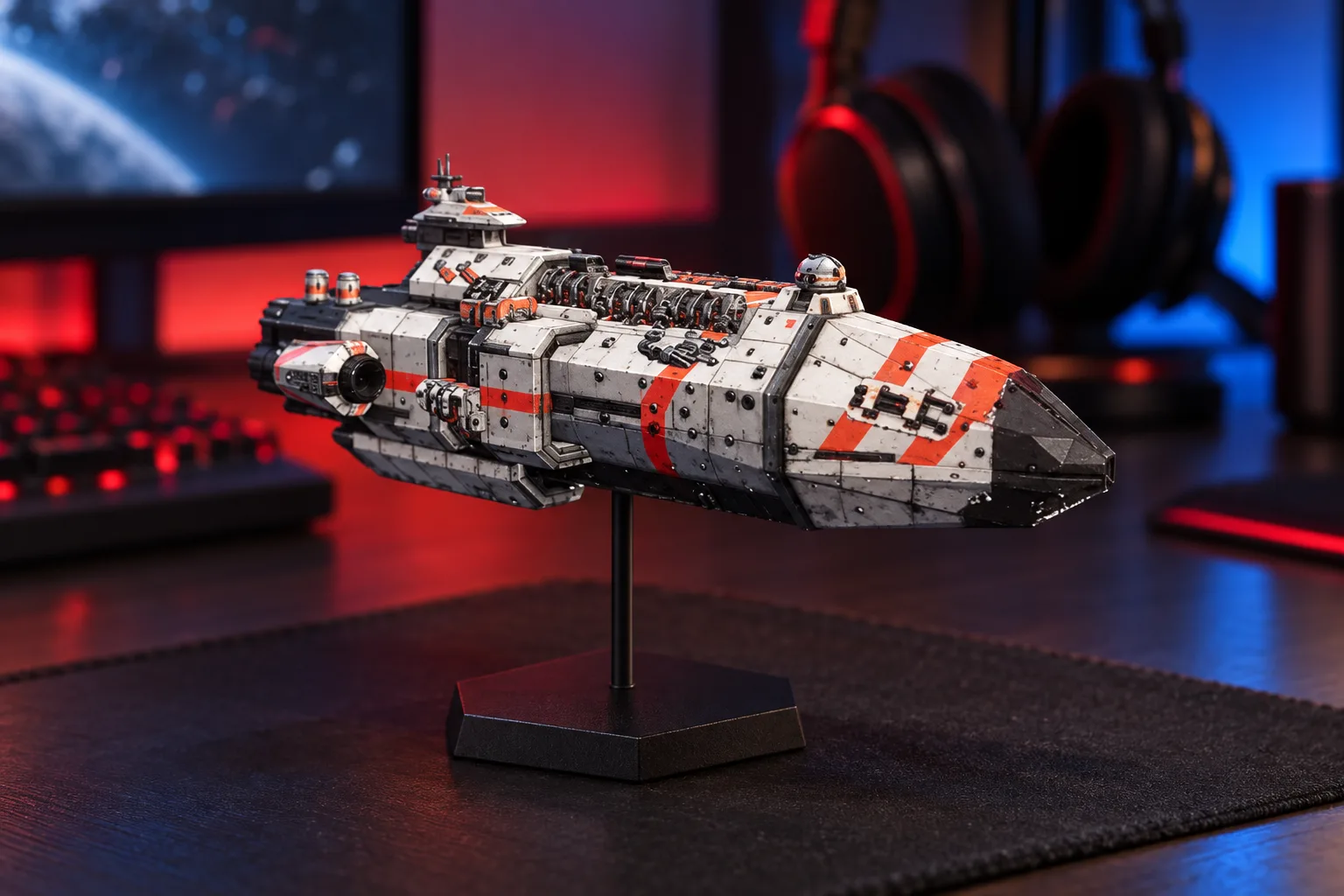 A Minelayer model on a desk